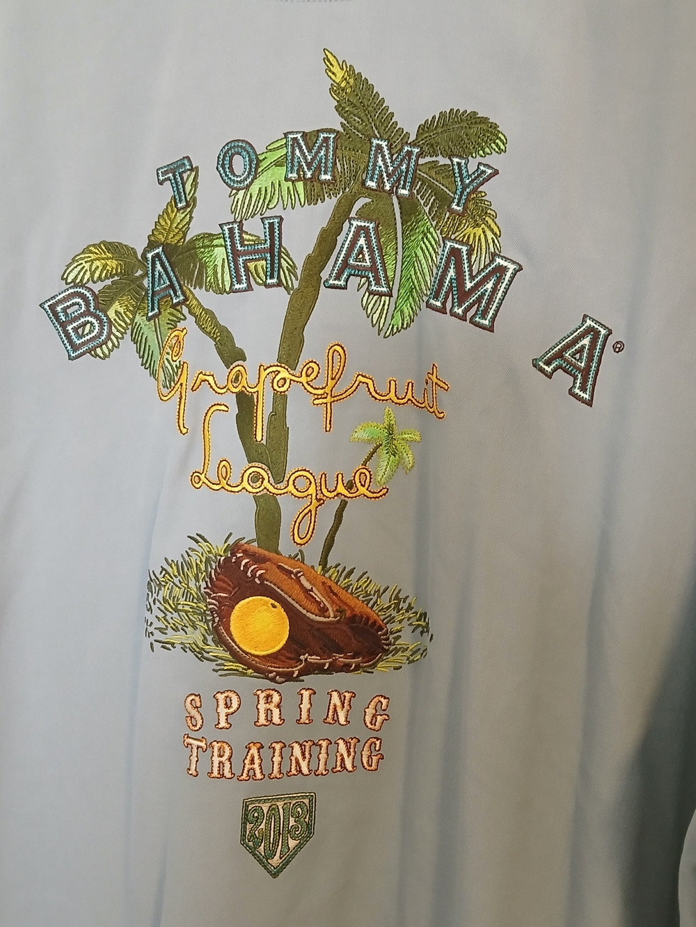 Tommy Bahama Silk XLX Light Blue Cactus League Grapefruit Embroidered Shirt